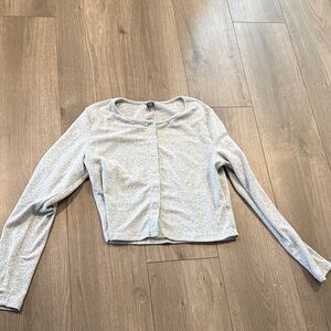 Light Gray Women's Button-Front Cropped Cardigan